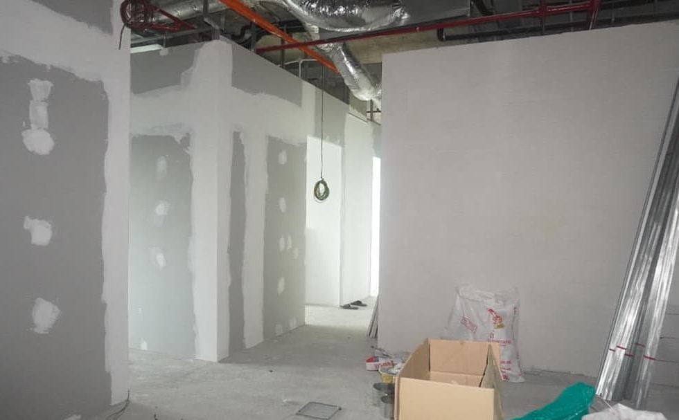 Office partition installation